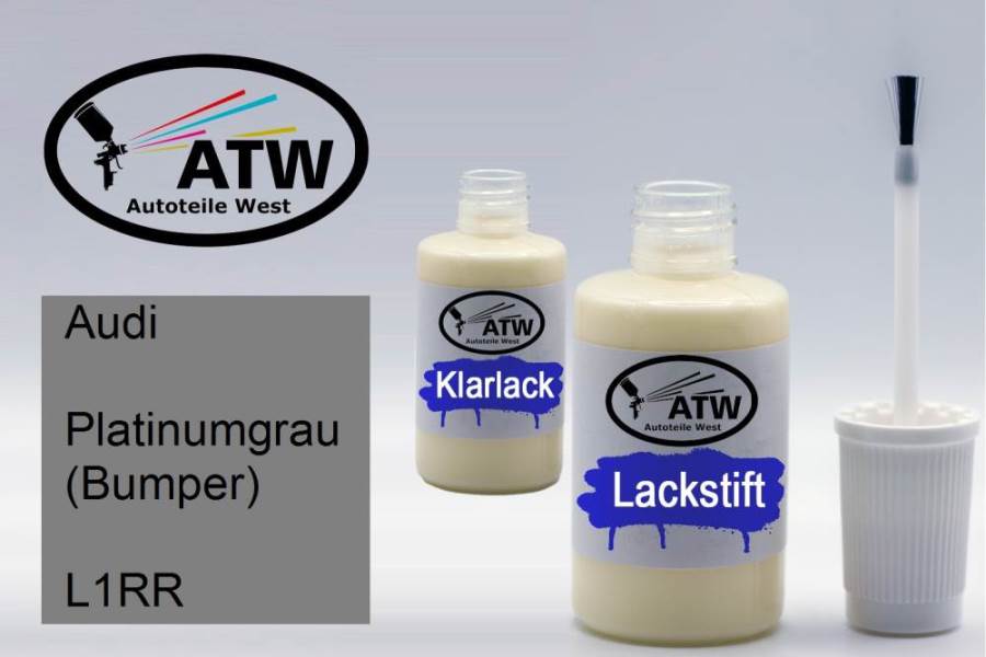 Audi, Platinumgrau (Bumper), L1RR: 20ml Lackstift + 20ml Klarlack - Set, von ATW Autoteile West.